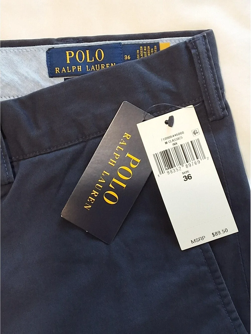 Polo Ralph Lauren Stretch Slim Fit Navy Blue Shorts Size 36